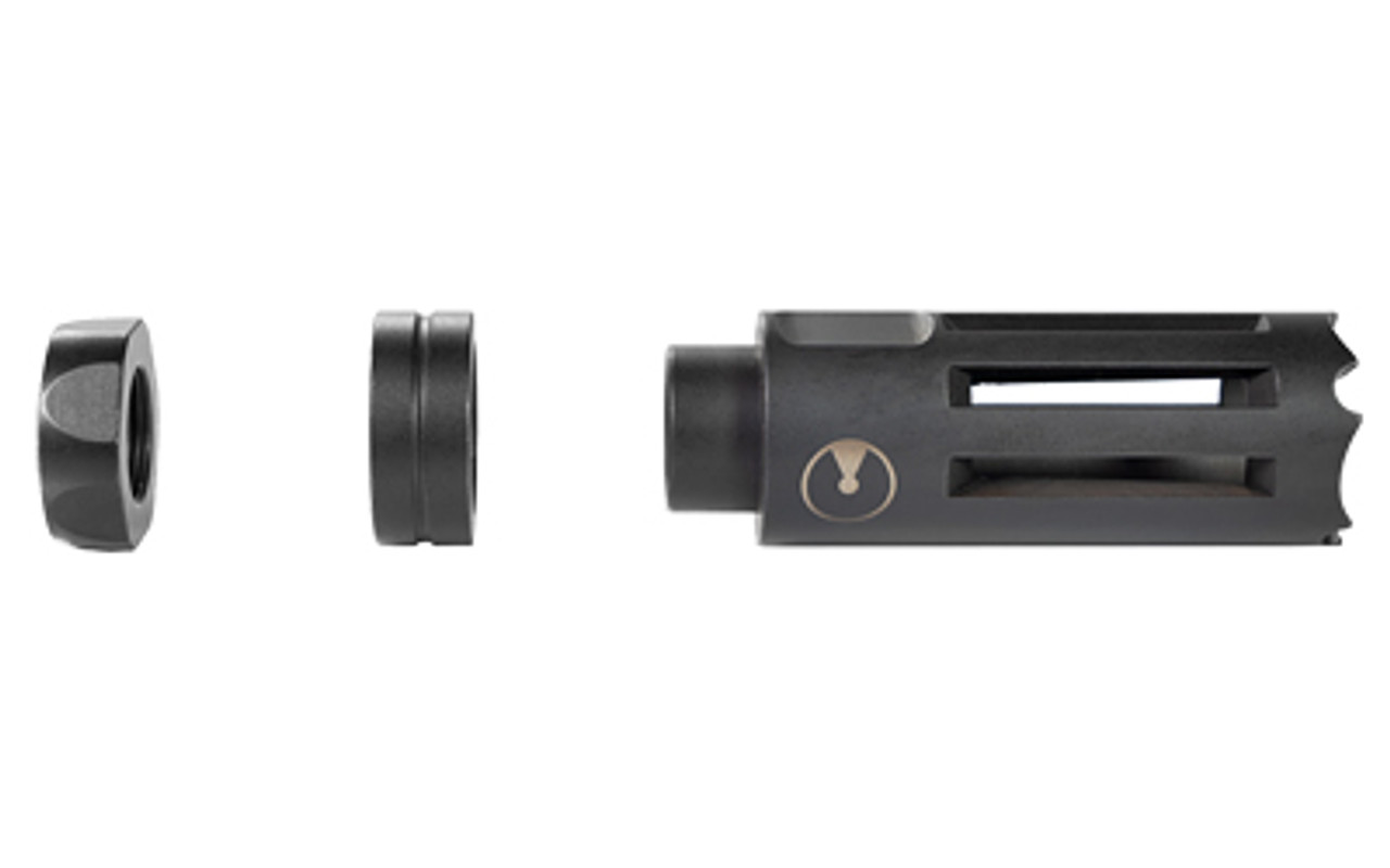 Ultradyne Nighthawk Flash Hider with Timing Nut, AR-15, 556/223, 1/2"x28 Thread, .875" Outside Diameter, 416 SS, Black Nitride Finish