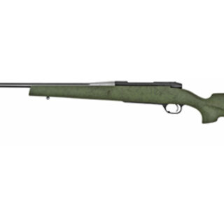 Weatherby Mark V Camilla Ultra Lightweight, 6.5 Creedmoor, 22" Threaded Steel Barrel, Muzzle Brake- adds 2", Green Black, Stainless, Fiberglass Stock, 4rd