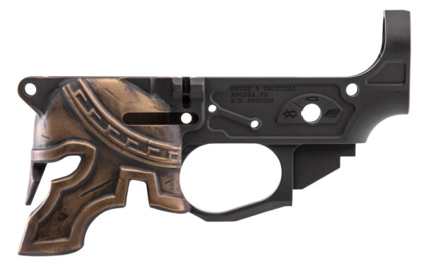 Spikes Rare Breed Spartan Stripped Lower, Multi-Cal, Black, Painted Bronze Helmet - Image 2