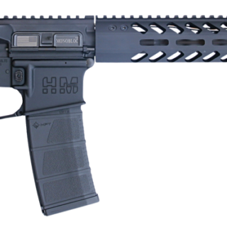 HM Defense Defender M5LAR 223 Rem/5.56mm, 16" HBAR Barrel, Midlength Gas System, Integral Gas Block, 1:8 Twist, Muzzle Brake, Black, Anodized, 15" Free Float Rail, M-LOK, Collapsible Stock