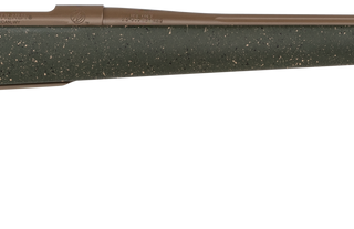 Weatherby Mark V Weathermark LT 257 Weatherby Mag, 26" Barrel, Flat Dark Earth Rec/Barrel Green with Flat Dark Earth Speckles Fixed, Monte Carlo Stock, Left Hand, 3rd