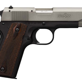 Browning, 1911-22 A1, 1911, Compact, 22 LR, 3.63" Barrel, Black Aluminum Frame, Gray Anodized Slide, Right Hand, Walnut Grips, 10Rd