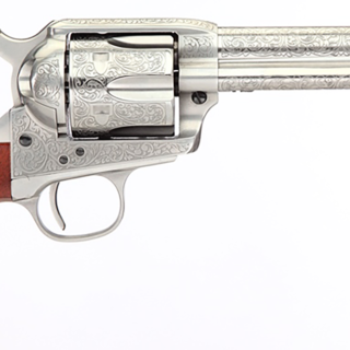 Taylors 1873 Cattleman 45 Colt, 5.5" Barrel, White Floral Engraved Steel, 6rd