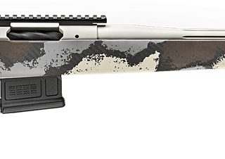 Springfield Model 2020 Waypoint 6.5MM Creedmoor, 22" Fluted Stainless Barrel, SA Radial Brake, Tan, Desert Verde Cerakote, Ridgeline Camo Carbon Fiber Stock M-LOK, TriggerTech Adj Trigger, AICS 5rd Mag
