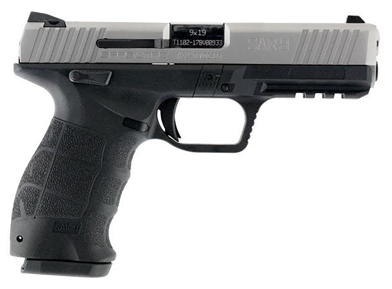 SAR USA SAR9 Compact 9mm, 4" Barrel, 3-Dot Sights, Stainless Slide, Black, 17rd