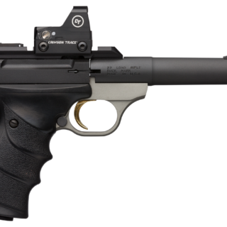 Browning, Buck Mark Plus Practical, 22 LR, 5.5" Barrel, Blued, Matte Gray Finish, URX Grip, Adjustable Rear Sight & Fiber Optic Front Sight, 10Rd, 2 Mags, Crimson Trace Sight