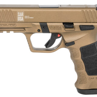 Sar USA SAR9 9mm 4.4" Barrel, 3-Dot Sights, Ambi Safety, FDE, 17rd