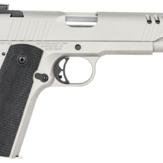 Auto-Ordnance 1911-A1 45 ACP, 5" Barrel, Silver Cerakote, Black Rubber Grip, 7rd
