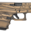 Glock 26 AUS Gen3 9mm, 3.43" Barrel, Black/Coyote Battle Worn Flag, Interchangeable Backstraps Grip, 10rd