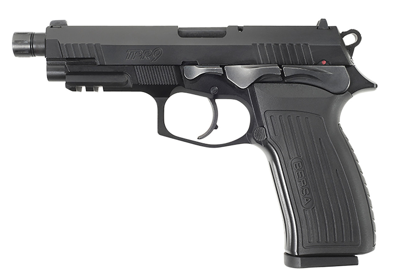 Bersa TPR 9mm, 4.25" Threaded Barrel, Black, Fixed Sights, 17rd - Image 2