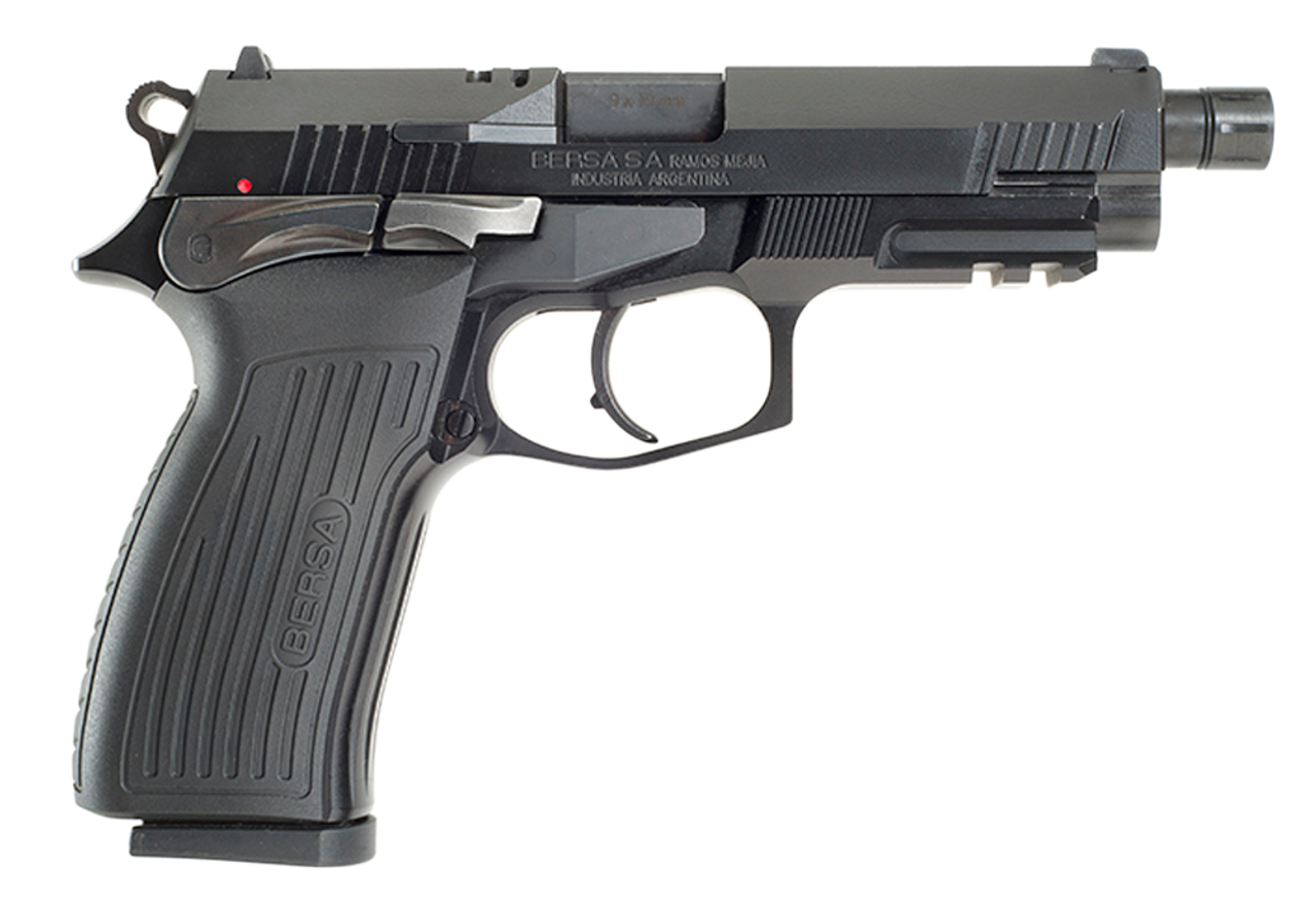 Bersa TPR 9mm, 4.25" Threaded Barrel, Black, Fixed Sights, 17rd