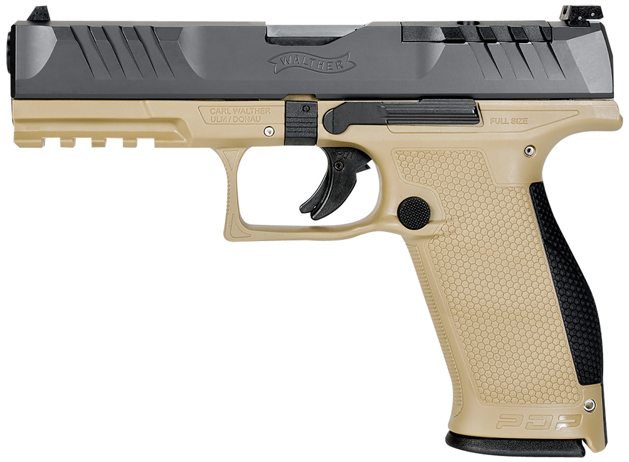 Walther PDP 9mm, 4.5" Barrel, Black Slide/Tan Frame, Adjustable Rear Sight, Optics Ready, 18rd - Image 2
