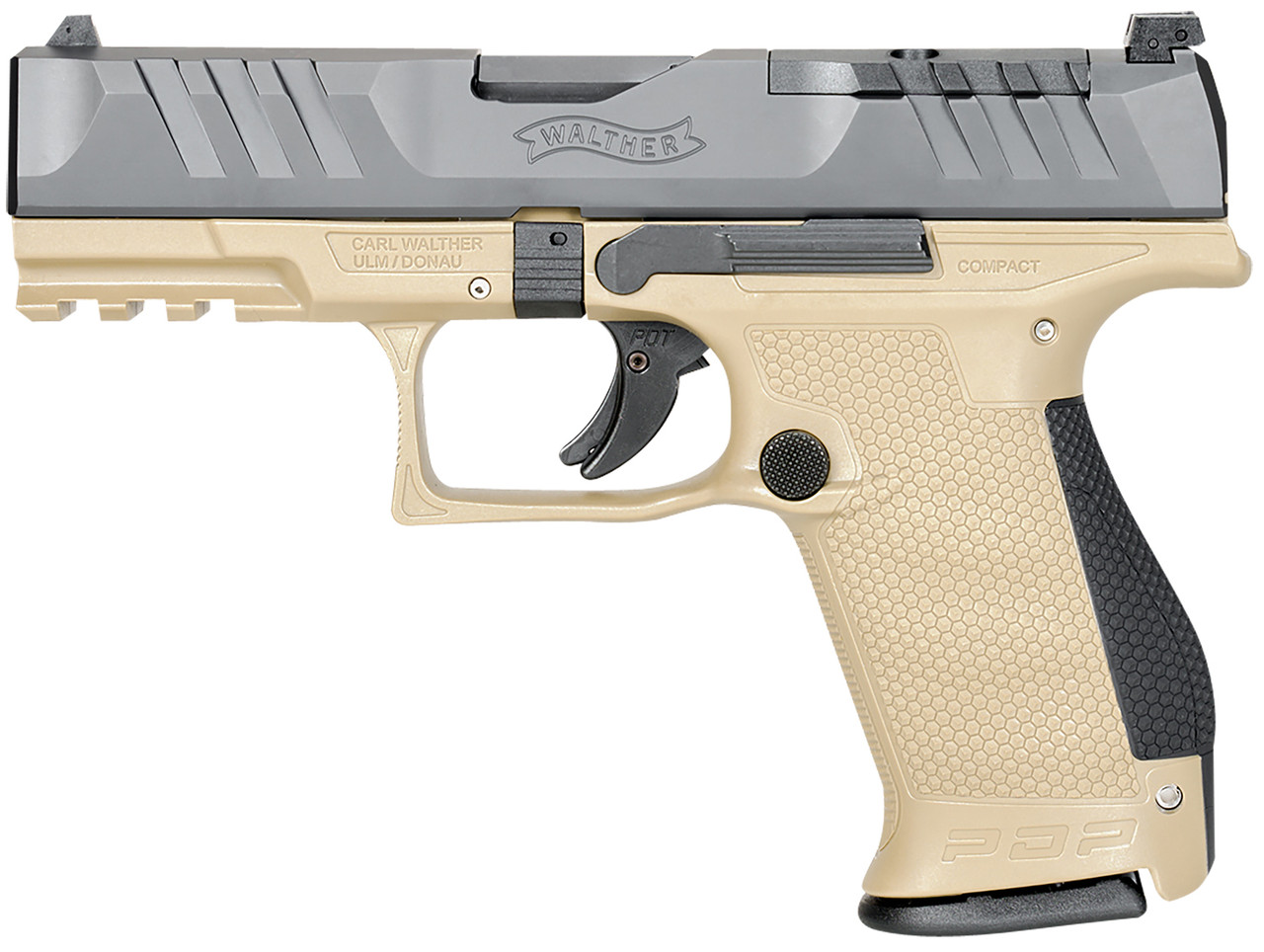Walther PDP 9mm, 4" Barrel, Black Slide/Tan Frame, Adjustable Rear Sight, Optics Ready, 15rd - Image 2
