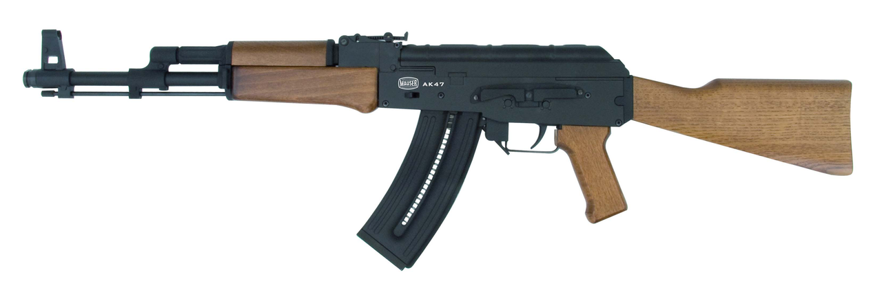 Mauser Rimfire AK-47 22 LR, 16.50" Barrel, Natural Wood Furniture, Adjustable Rear Sight, 24rd