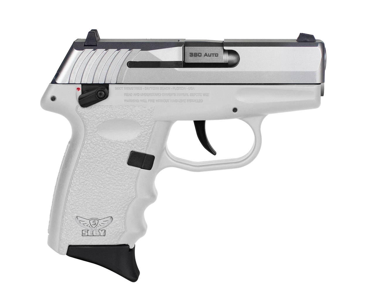 SCCY Industries CPX-4 .380 ACP, 2.96" Barrel, White Frame, Stainless Steel Slide, Manual Thumb Safety, 10rd