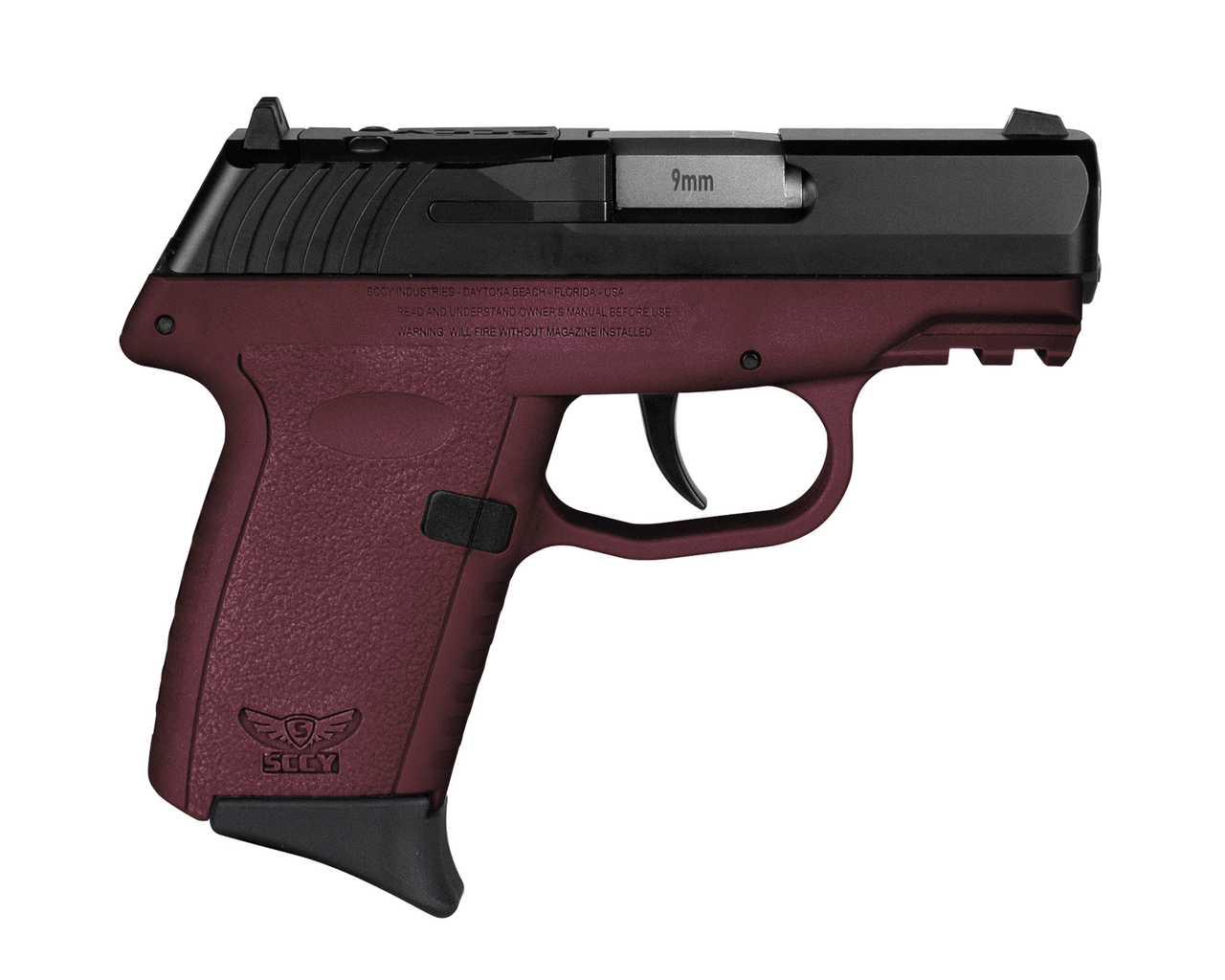 SCCY Industries CPX-2 Gen3 RD 9mm, 3.10" Barrel, Crimson Red Polymer Picatinny Rail Serrated Black Nitride SS Slide, Crimson Red, 10rd