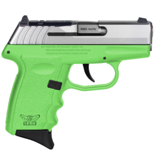 SCCY CPX-3 .380 ACP, 3.10" Barrel, Lime Green Grip, SS Slide, No Manual Safety, 10rd