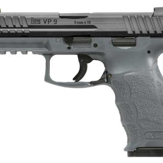 HK VP9 9mm, 4.09" Barrel, Gray Frame, Black Slide, Night Sights, Paddle Mag Release, 17rd