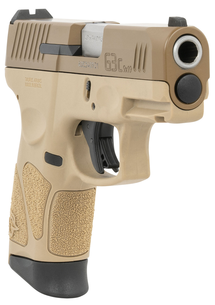 Taurus G3c 9mm, 3.2" Barrel, Tan/Coyote, Manual Safety, 12rd - Image 3