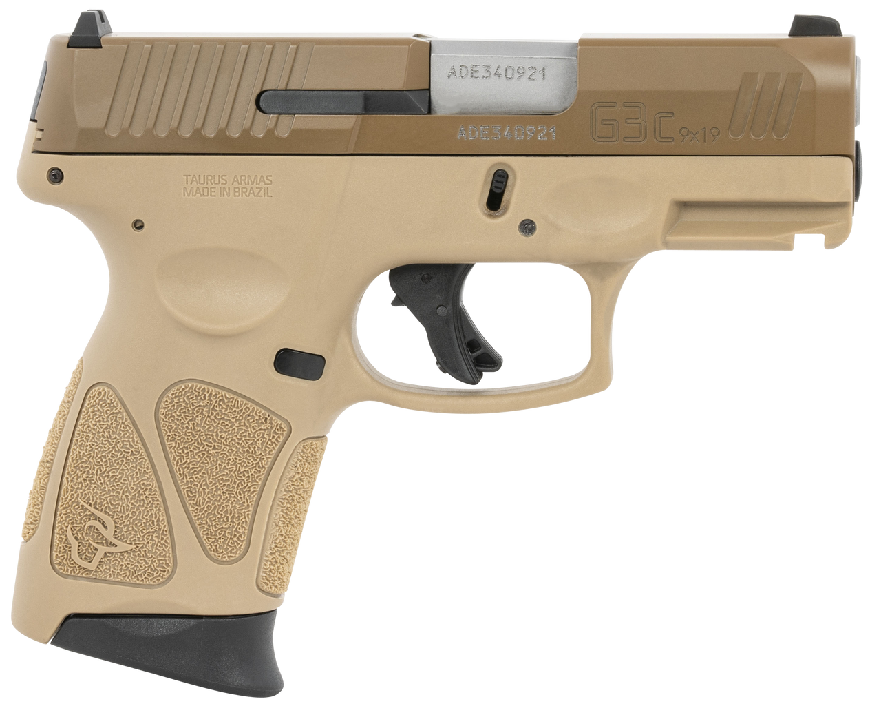 Taurus G3c 9mm, 3.2" Barrel, Tan/Coyote, Manual Safety, 12rd