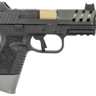 FN 509 CC Edge, 9mm, 4.2" Gold Titanium Barrel, Black Frame, Graphite Auto Indexing Compensator, Fiber Optic Front Sight, 12rd