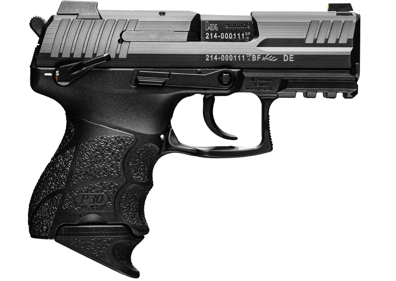HK P30SK, DAO 9mm, 3.27" Barrel, Polymer Frame, Black, Night Sights, 15rd