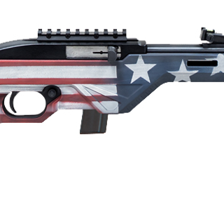 Citadel Trakr Semi-Auto 22 LR, 18" Threaded Barrel, Blued, American Flag Stock, 10rd
