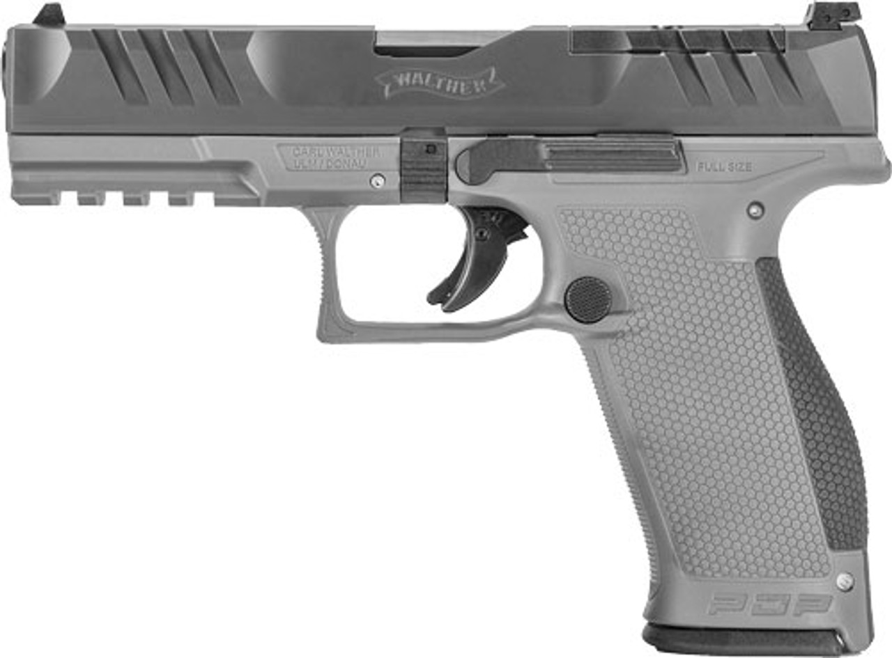 Walther PDP 9mm, 4.5" Barrel, Black Slide/Gray Frame, Adjustable Rear Sight, Optics Ready, 18rd