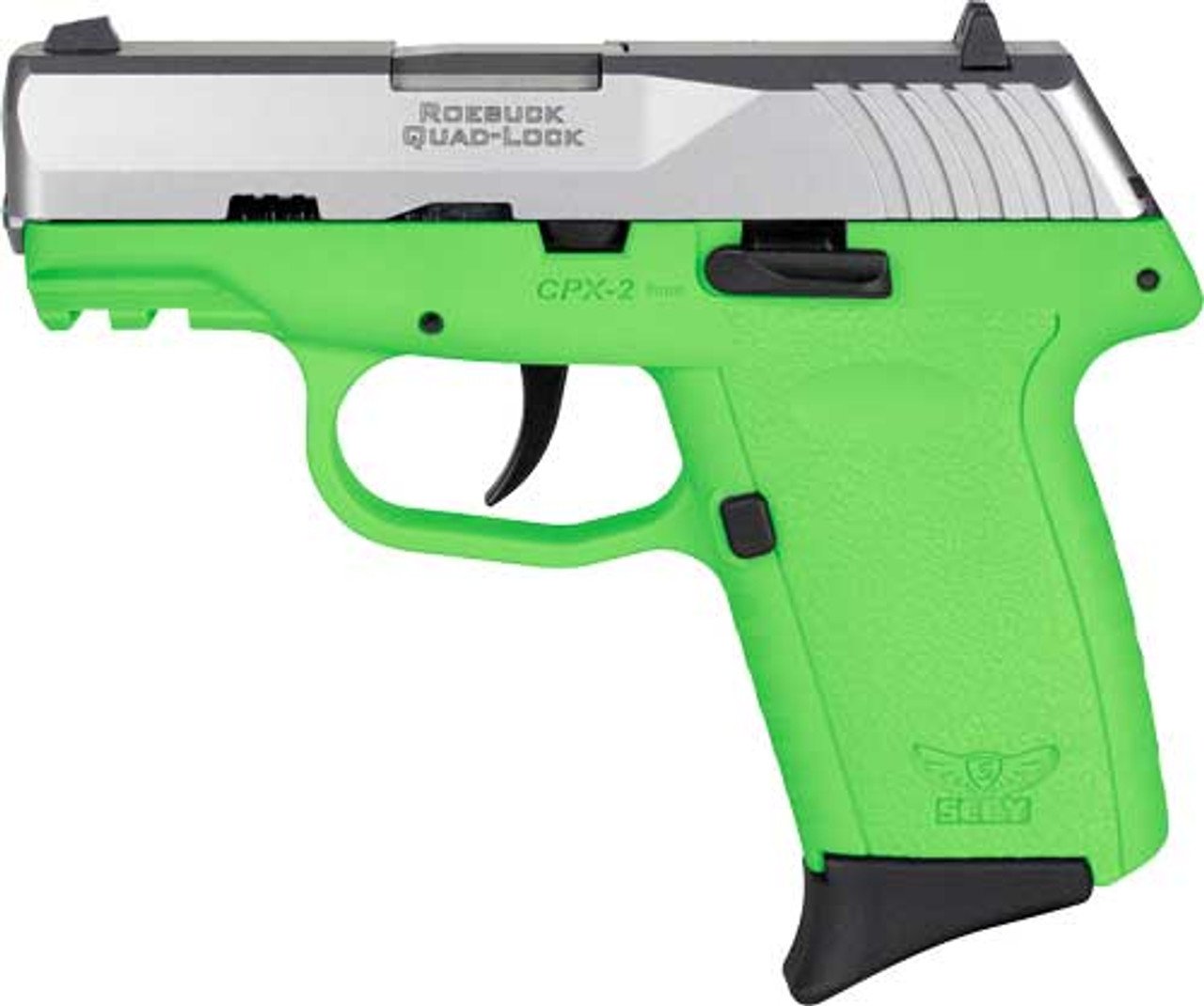 SCCY Industries CPX-2 Gen3 9mm, 3.10" Barrel, Lime Green Finish Picatinny Rail Frame, Serrated Stainless Steel Slide, 10rd