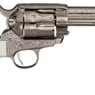 Cimarron Frontier Meldrum .357 Mag, 4.75" Barrel, Engraved Nickel/Ivory, 6rd