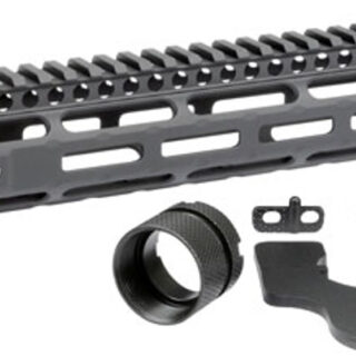 Midwest Slim Line Handguard AR-15, 12.625" Length, M-Lok, Aluminum, Black Anodized Finish, 5-Slot Polymer Rail