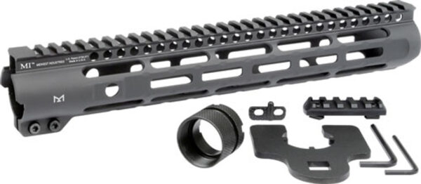Midwest Slim Line Handguard AR-15, 12.625" Length, M-Lok, Aluminum, Black Anodized Finish, 5-Slot Polymer Rail