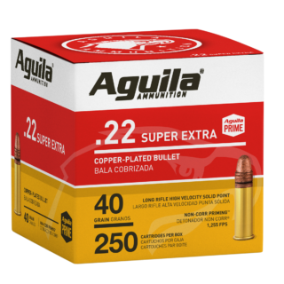 Aguila Rimfire 22 LR, 40gr, Copper-Plated Solid Point, 250rd Box