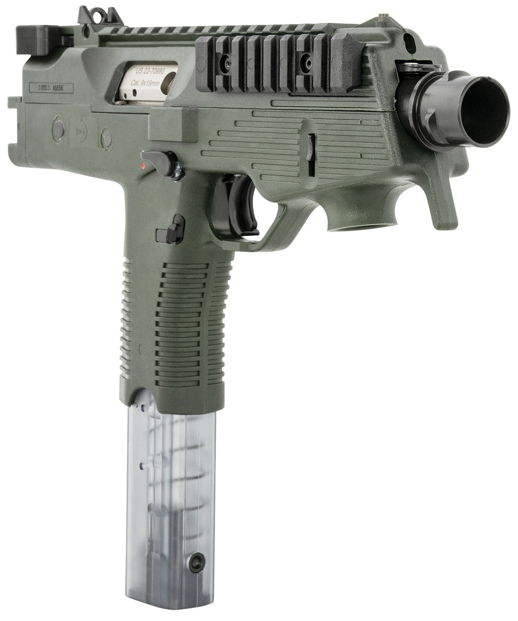 B&T TP9, 9mm, 5.10" Barrel, OD Greed, Polymer Frame/Grip, Iron Sights, 30rd - Image 3