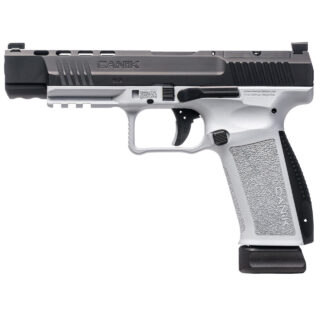 Canik TP9 Mete SFX 9mm, 5.2" Barrel, No Thumb Safety, 3-Dot Sights, Black/White, 20rd