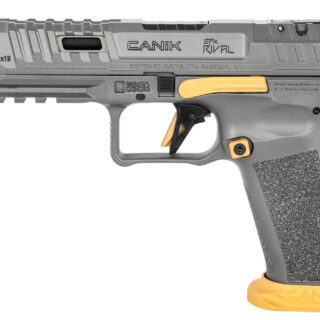 Canik SFX Rival OR 9mm, 5" Barrel, FO Front, Gold Accents, Gray, 18rd