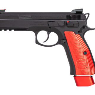 CZ 75 SP-01 Competition Red 9mm, 4.6" Barrel, Red FO Front, Blue Alumnium Grips, Black, 21rd