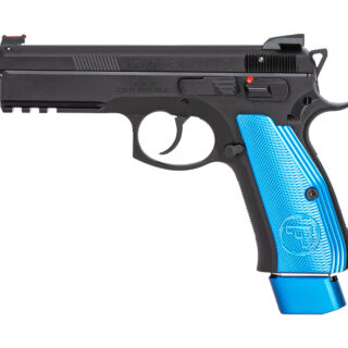 CZ 75 SP-01 Competition Blue 9mm, 4.6" Barrel, Red FO Front, Blue Alumnium Grips, Black, 21rd