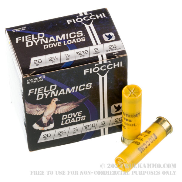 250 Rounds of 20ga Ammo by Fiocchi - 7/8 ounce #8 shot - Image 4