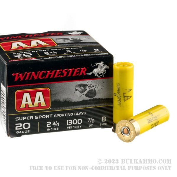 250 Rounds of 20ga Ammo by Winchester AA - 7/8 ounce #8 shot - Image 4