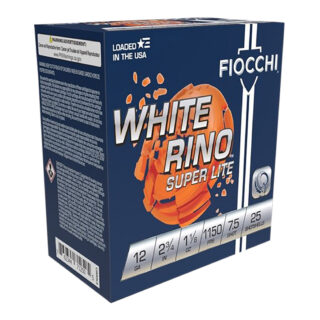 Fiocchi Exacta Target White Rino 12 Ga, 2.75", 1 1/8 oz, 7.5 Shot, 25Bx/10Cs