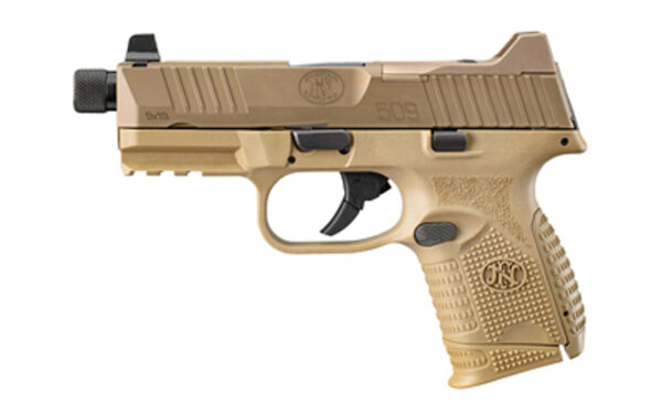 FN FN509 Compact Tactical 9mm, 4.32" Threaded Barrel, Flat Dark Earth, Suppressor-Height Night Sights, Optics Ready, 12rd-24rd Mags