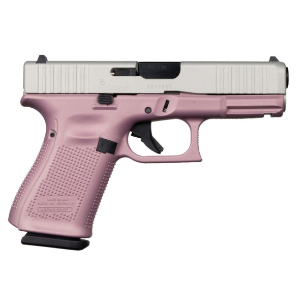 Glock 19 USA Gen5 9mm, 4.02" Barrel, Pink, Satin Aluminum Cerakoted Slide, 15rd - Image 2