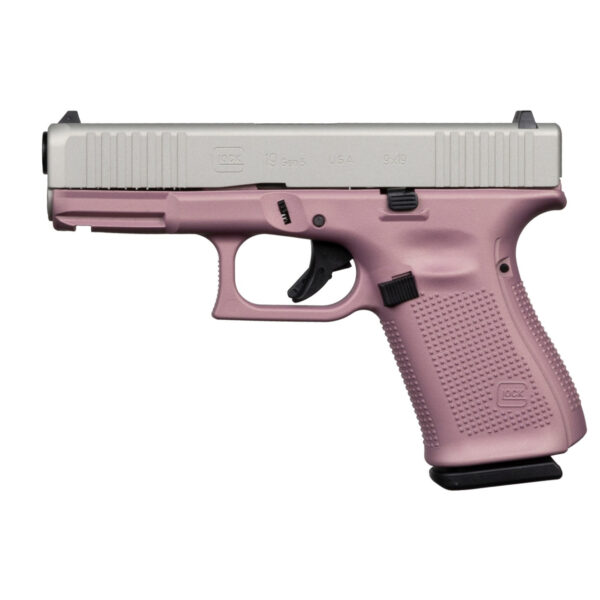 Glock 19 USA Gen5 9mm, 4.02" Barrel, Pink, Satin Aluminum Cerakoted Slide, 15rd