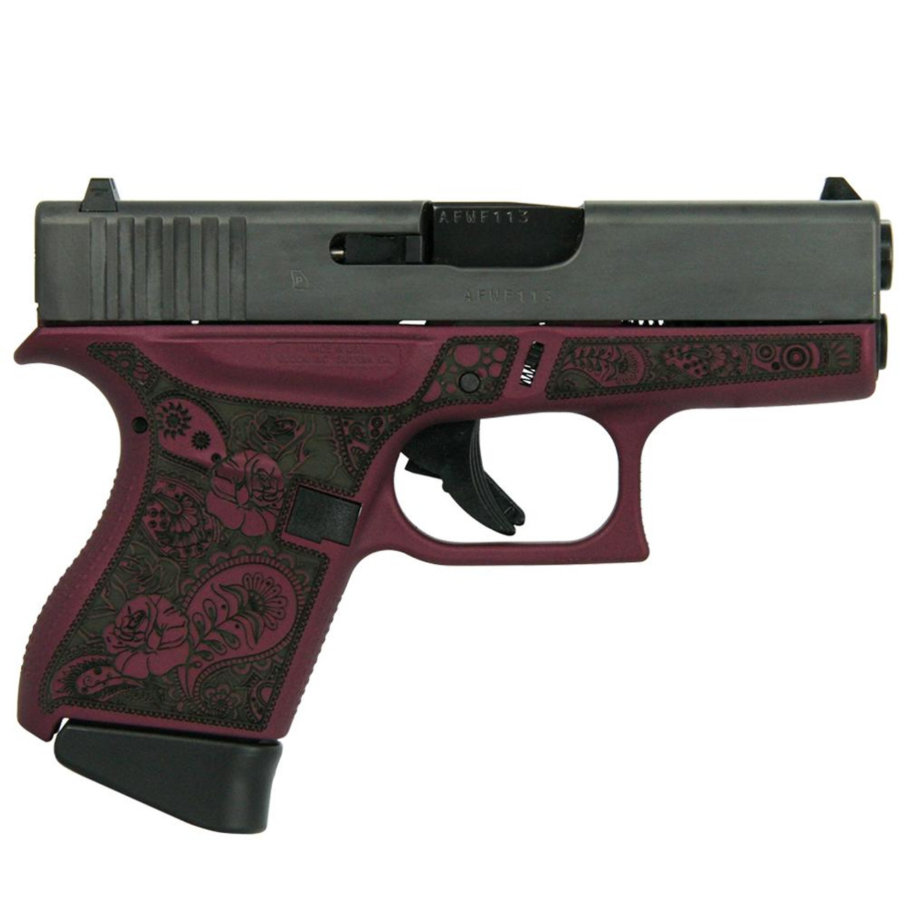 Glock 43 Gen 4 Custom "Black Cherry Glock & Paisley" 9mm, 3.41" Barrel, 6rd