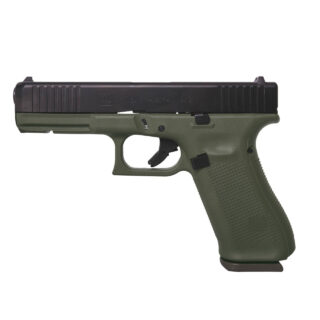 Glock 17 AUS Gen5 9mm, 4.49" Barrel, Battle Field Green, Front Slide Serrations, 17rd