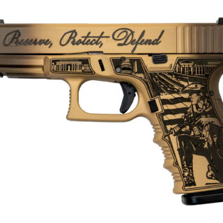 Glock 19 Gen3 ''Constitution'' USA 9mm, 4.07" Barrel, Fixed Sights, Laser Engraved, Tan/Brown, 15rd