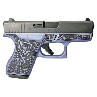 Glock 42 Custom "Elephant Engraved Gray Crushed Orchid" 380 ACP, 3.25" Barrel, 6rd