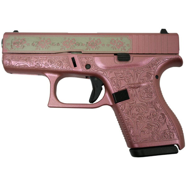 Glock 42 Custom "Glock & Roses Medusa Pink" 380 ACP, 3.2" Barrel, 6rd - Image 2