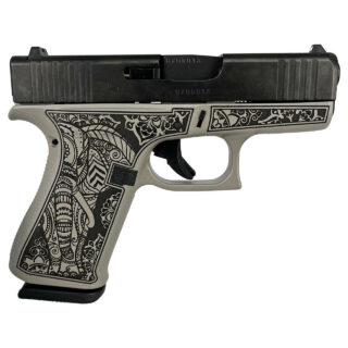 Glock 43x Custom "Gray Steel Elephant Engraved" 9mm, 3.41" Barrel, 10rd